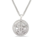 Spinning Dollar Sign Hip Hop Rhinestone Pendant