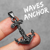 Sea Wave Anchor Pendant Necklace