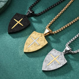 Two-Tone Shield Cross Pendant