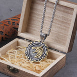 Viking Wolf Head Rune Necklace