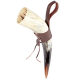 Viking Drinking Horn with Stand and Leather Holster