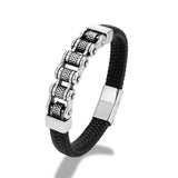 Viking Biker Braided Leather Bracelet