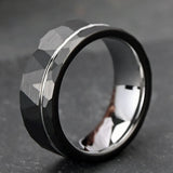 Silver Gold Polygon Tungsten Ring