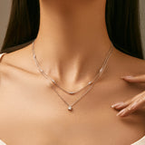 Double Layer Moissanite  Pendant Necklace