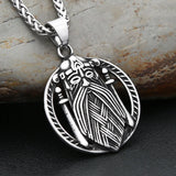 Norse God Odin Double Sword Pendant Necklace