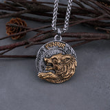 Viking Fenrir Wolf Head Pendant Necklace
