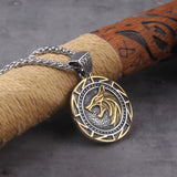 Viking Wolf Head Rune Necklace