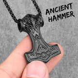 Thor's Hammer Necklace with Odin face