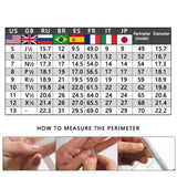 Size chart for measuring shoe sizes with a diagram on how to measure perimeter.
