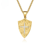 Two-Tone Shield Cross Pendant
