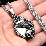Raven & Skull Gothic Mirror Pendant Necklace