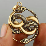 Double Ouroboros Snake Pendant Necklace