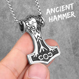Thor's Hammer Necklace with Odin face