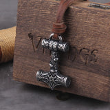 Viking Thor's Hammer Leather Necklace