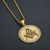 Masonic Rhinestone Freemasonry Pendant  Secret Society Symbol