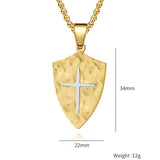 Two-Tone Shield Cross Pendant