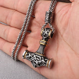 Beaded Viking Mjolnir Pendant Necklace for Men