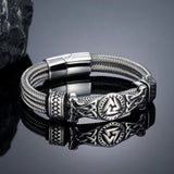 Viking Valknut Leather Bracelet