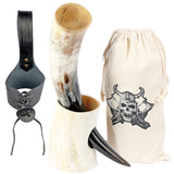 Viking Drinking Horn with Stand and Leather Holster