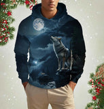Norse Wolf Print Hoodie | Lightweight Unisex Pullover