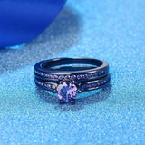 Celtic Dragon Purple Rhinestone Couple Rings