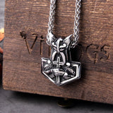 Mjolnir Rune Amulet Necklace – Vegvisir, Wolf & Raven