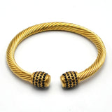 Black Zircon Stones Twisted Cuff Bracelet