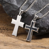 Silver and Black Cross Necklace