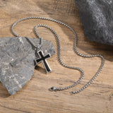 Silver and Black Cross Necklace