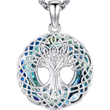 925 Sterling Silver Blue Crystals Tree of Life Necklace