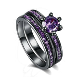 Celtic Dragon Purple Rhinestone Couple Rings
