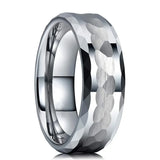 8mm Silver Hammered Stainless Steel Ring