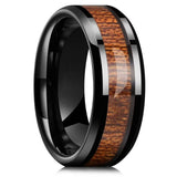 Black Koa Wood Inlay Titanium Wedding Ring
