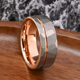 Silver Gold Polygon Tungsten Ring