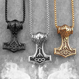 Thor's Hammer Necklace with Odin face