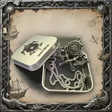 Viking-inspired jewelry set with decorative box on a themed background