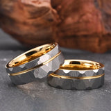 Silver Gold Polygon Tungsten Ring