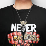 Steampunk Skull Locomotive Pendant Necklace