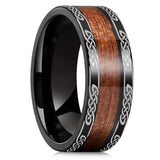 Black Koa Wood Inlay Titanium Wedding Ring