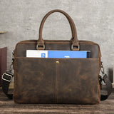 Vintage Leather Briefcase Laptop Shoulder Bag