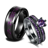 Celtic Dragon Purple Rhinestone Couple Rings