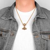 Thor's Hammer Necklace with Odin face