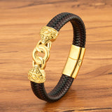 Vintage Interlocking Leather Braided Bracelet