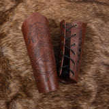 Viking Leather Bracers - Medieval Gauntlet Wristbands