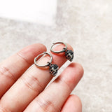 Black Pave Stones Skull Earrings