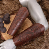 Viking Leather Bracers - Medieval Gauntlet Wristbands
