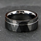 Silver Gold Polygon Tungsten Ring