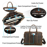 Vintage Leather Briefcase Laptop Shoulder Bag