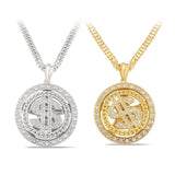 Spinning Dollar Sign Hip Hop Rhinestone Pendant