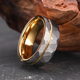 Silver Gold Polygon Tungsten Ring